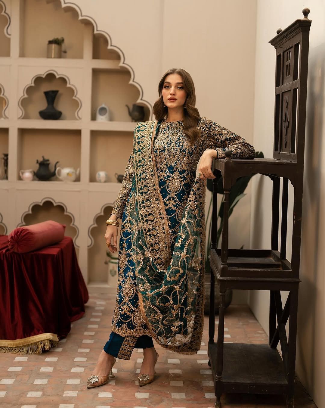 Bridal Wear Georgette Green Color Salwar Suit