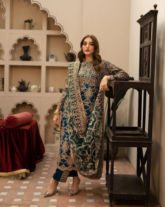 Bridal Wear Georgette Green Color Salwar Suit