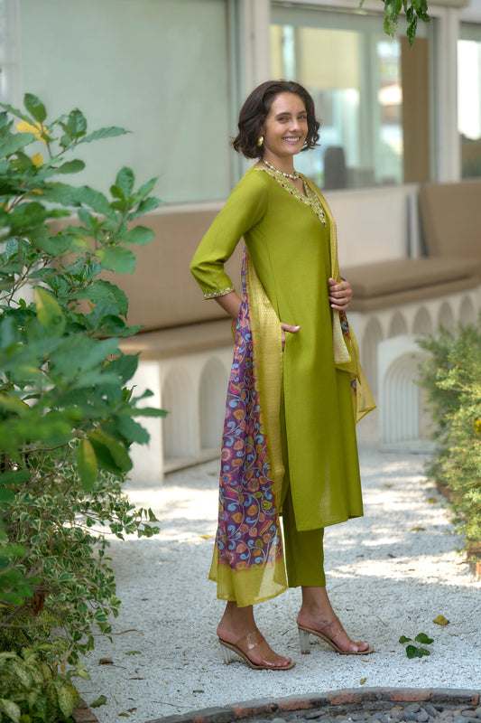 Elevate your ethnic wardrobe with this beautifully designed kurta set