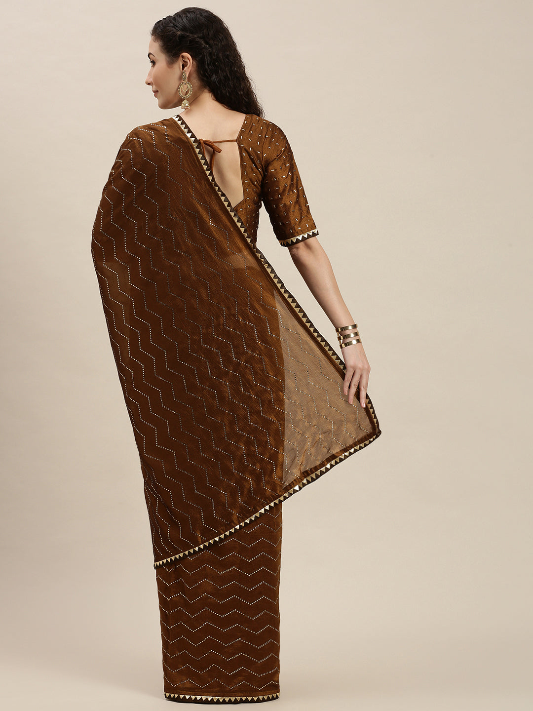 Stylish Yellow Golden Stones Work Art Silk Saree