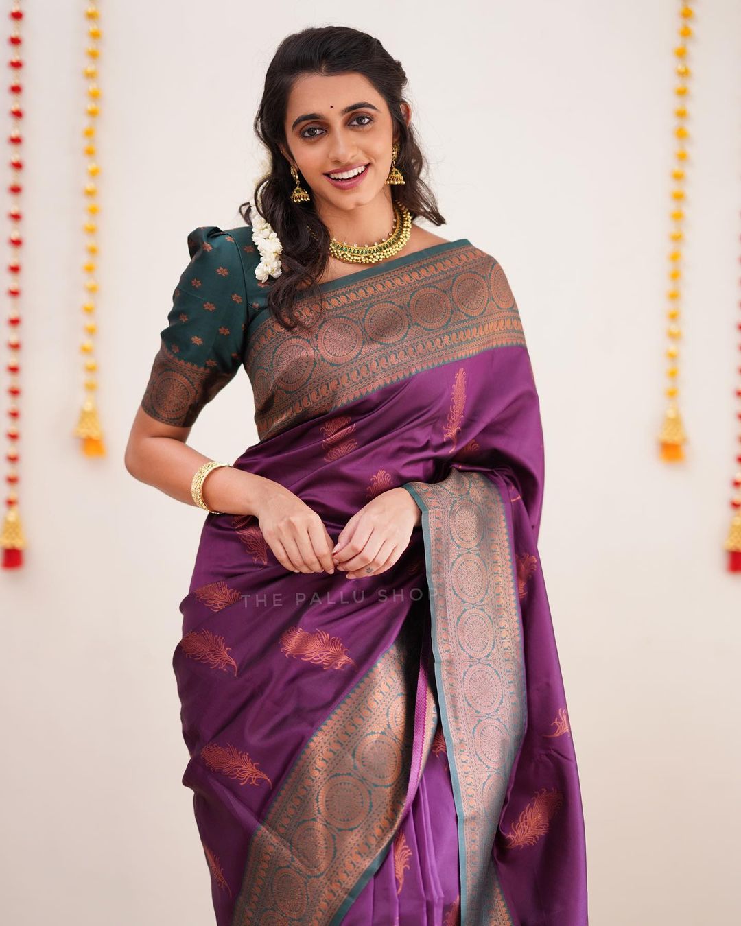 Beautiful Designer Purple Color Coper Jari Design Soft Silk Saree
