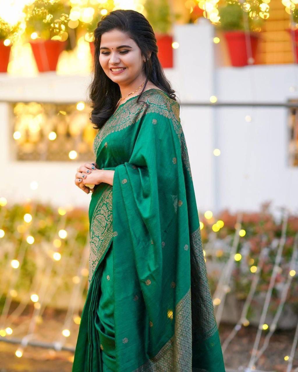 Pink Color Jacquard Border Soft Lichi Silk Party Wear Saree