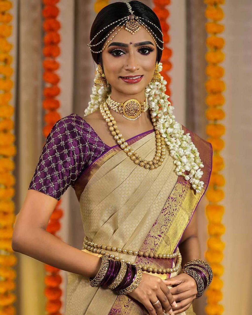 Trendy White And Purple Color Festive Wear Saree