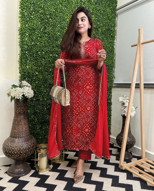 Heavy Reyon Red Color Salwar Suit