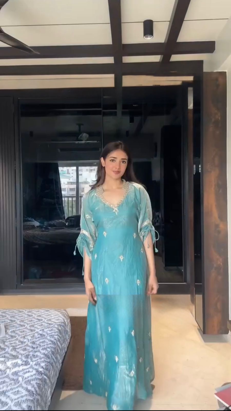 Alluring Fendy Silk Sky Color Salwar Suit