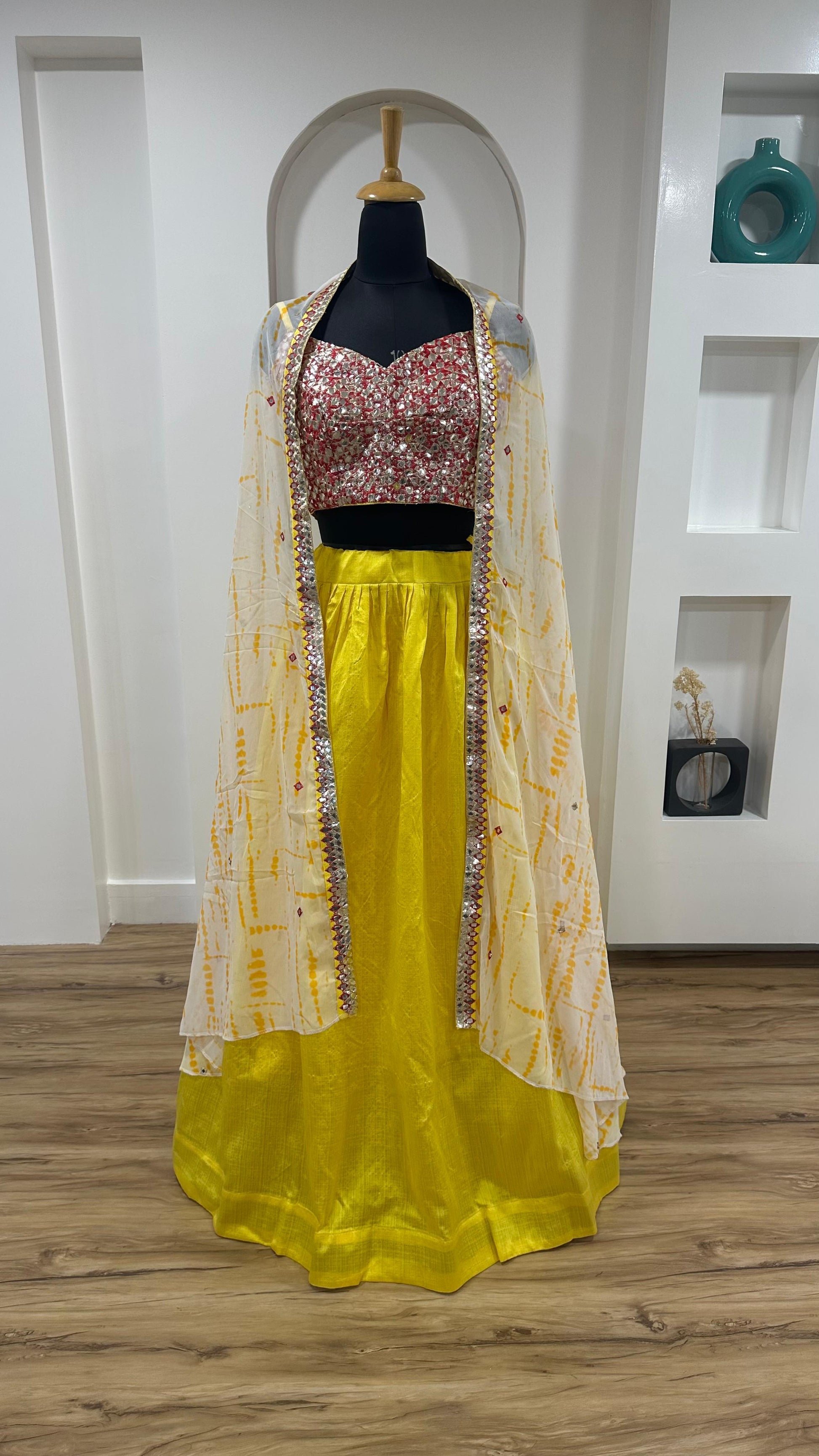 Classic Kasturi Slub Silk Yellow Color Designer Lehenga Choli With Koti
