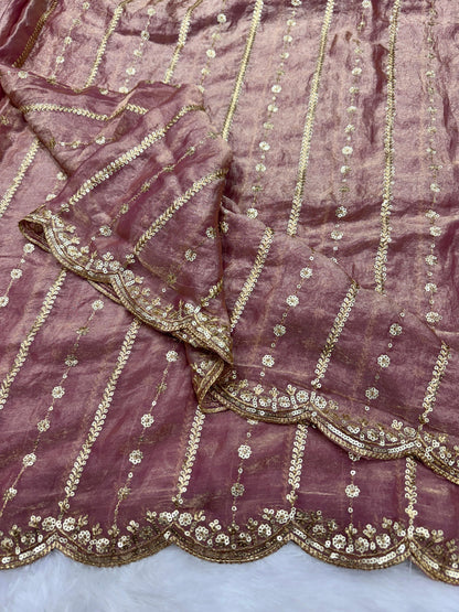 Gorgeous Red Color Sequence Silk Saree