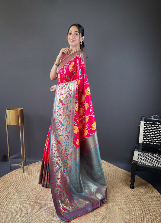 Adorable Silk Patola Weaving Pink Color Saree
