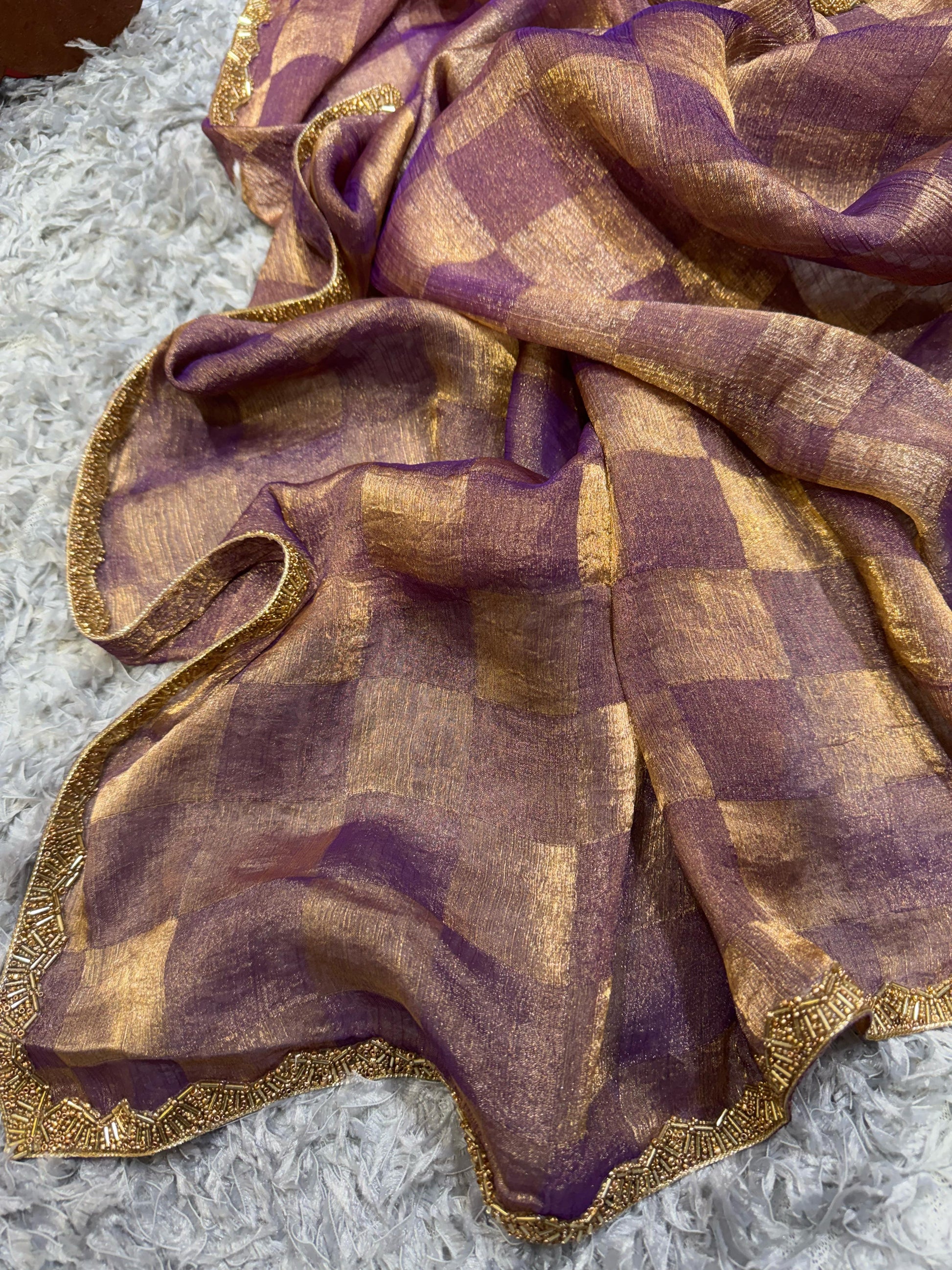 Demanding Box Katdana Purple Color Saree