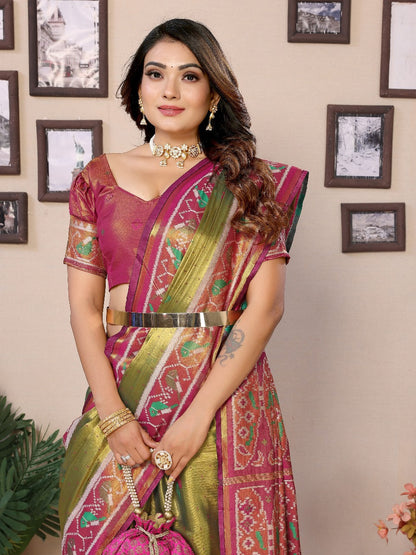 Presenting Tissue Silk Perrot Color Saree