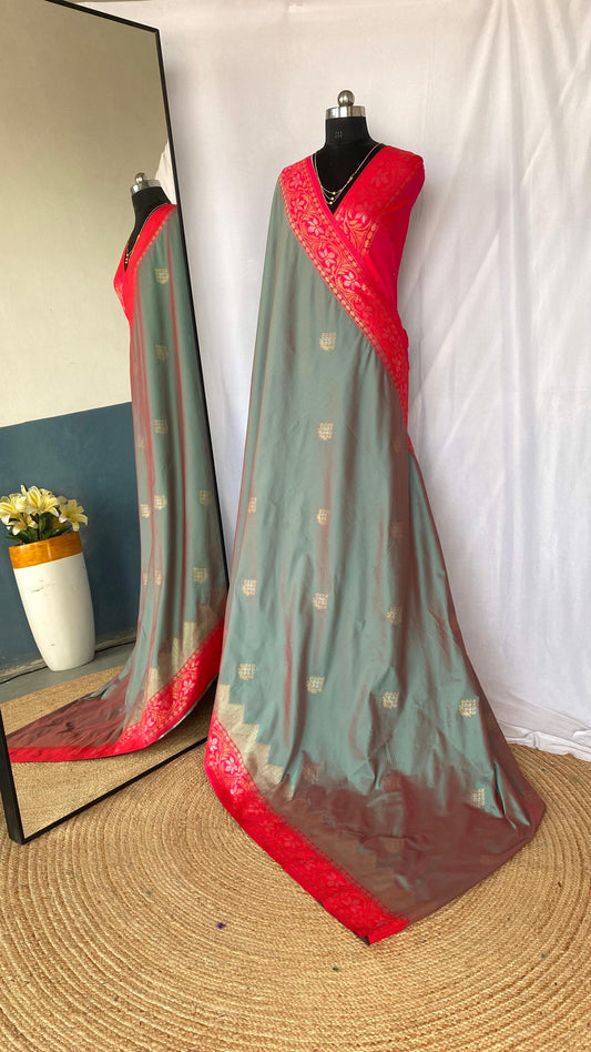 Shining Tone Silk Grey Color Saree