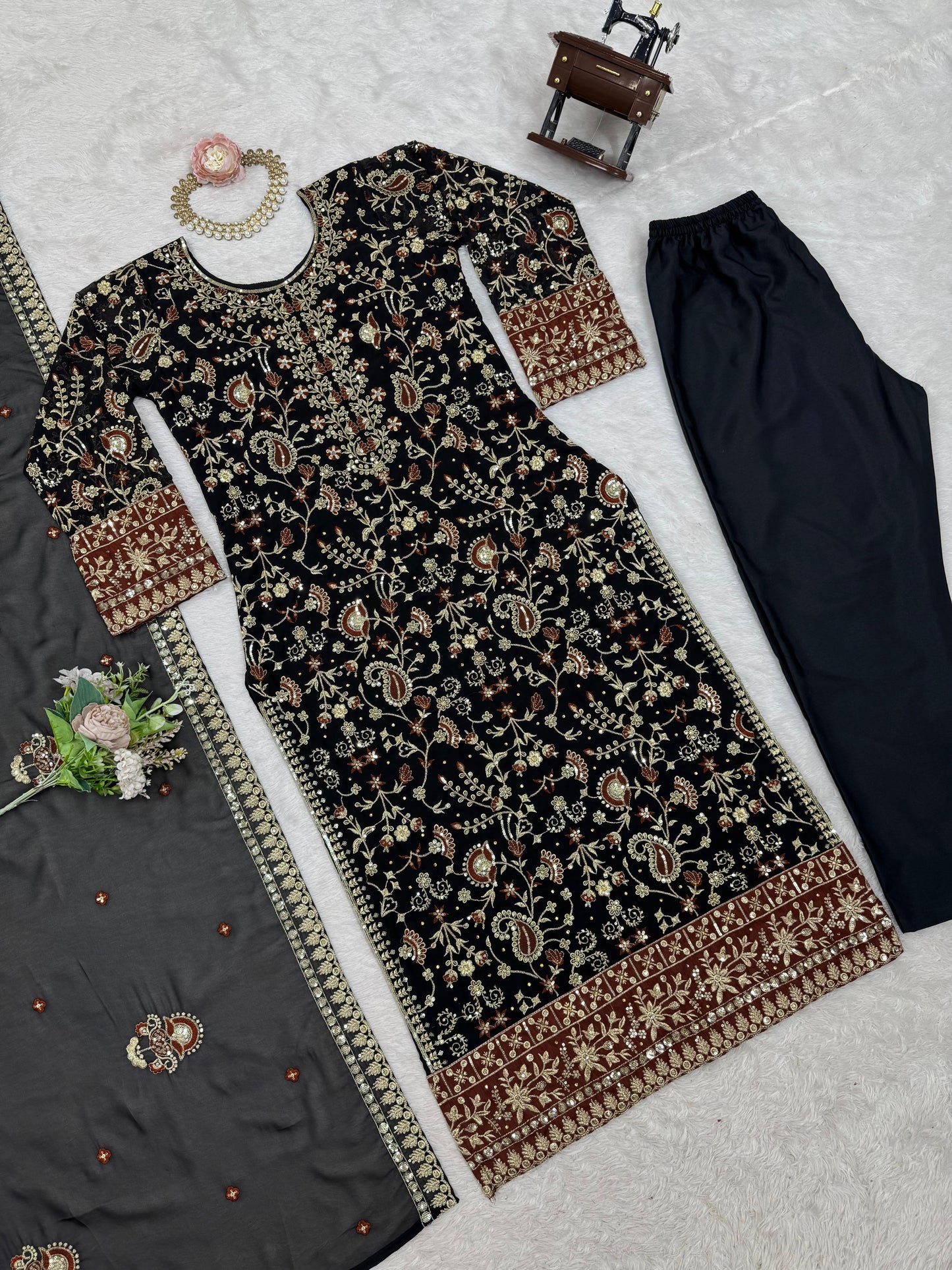 Classic Gorgette Black Color Salwar Suit