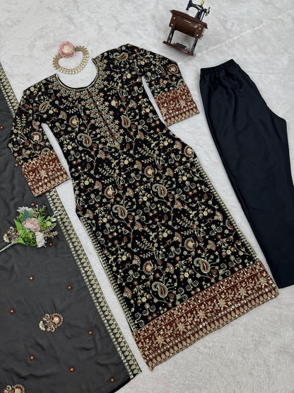 Classic Gorgette Black Color Salwar Suit
