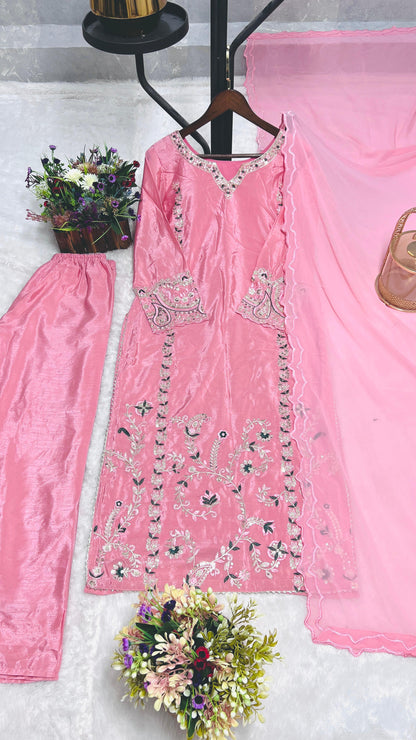 Presenting Thread And Sequence Work Pink Color Salwar Suit