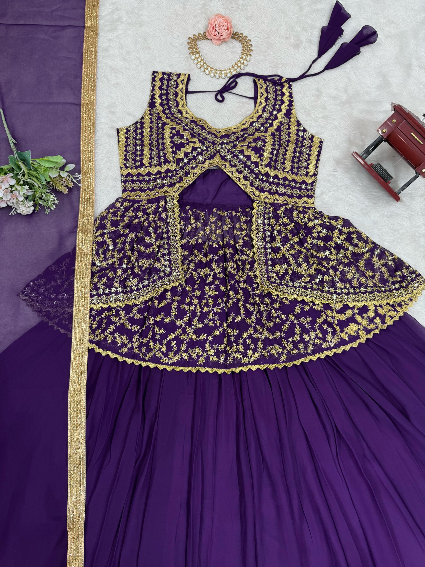 Wedding & Party Wear Purple Color Heavy Top With Lehenga