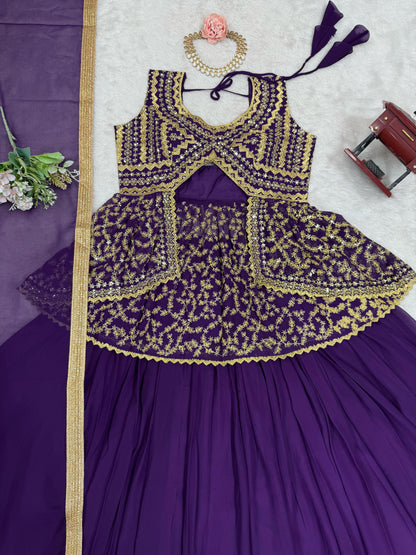 Wedding & Party Wear Purple Color Heavy Top With Lehenga