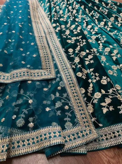 BUY-WEDDING-GREEN-SEQUENCED-VELVET-LEHENGA