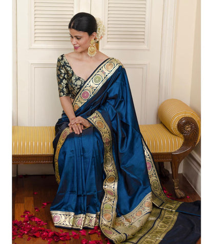 Exclusive Blue Color Jacquard Border Saree