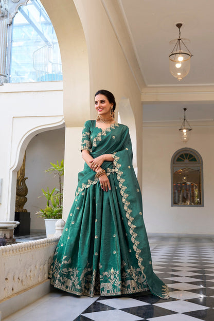 Glorious Green Color Gold Crush With Sequins And Thread Embroidery Work Lehenga Choli