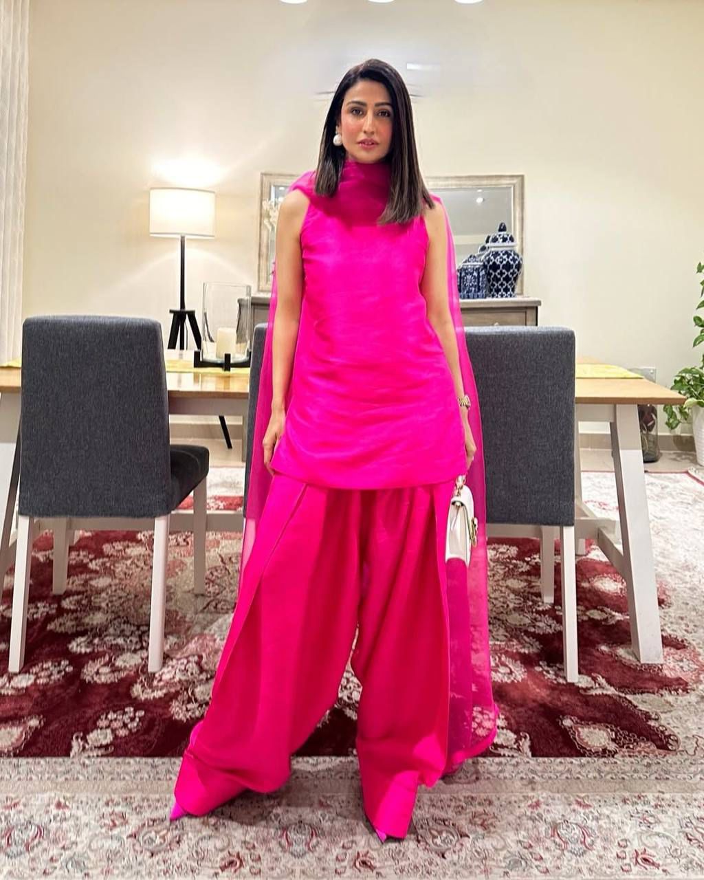Fendi Silk Pink Color Patiala Style Salwar Suit