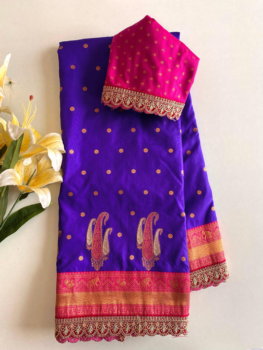 Peaceful Paithani Silk Blue Color Saree