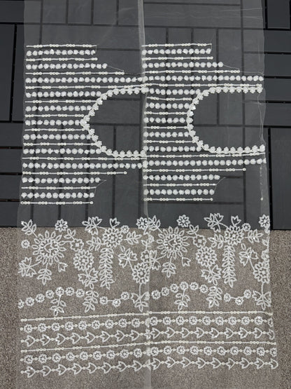 Captivating Embroidery Work White Color Designer Saree