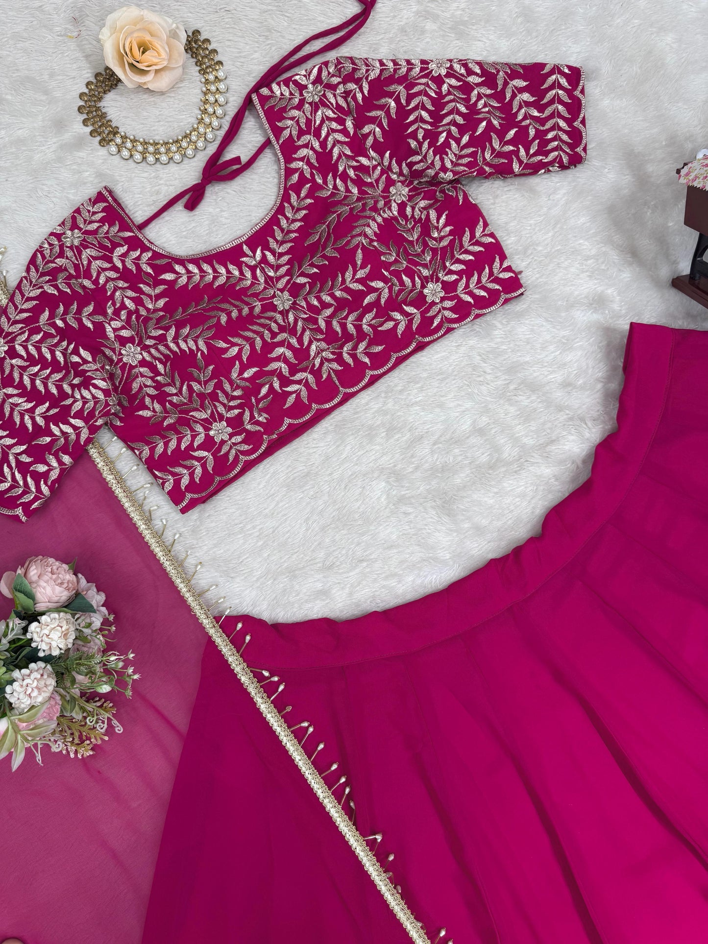 Function Wear Heavy Work Pink Color Lehenga choli