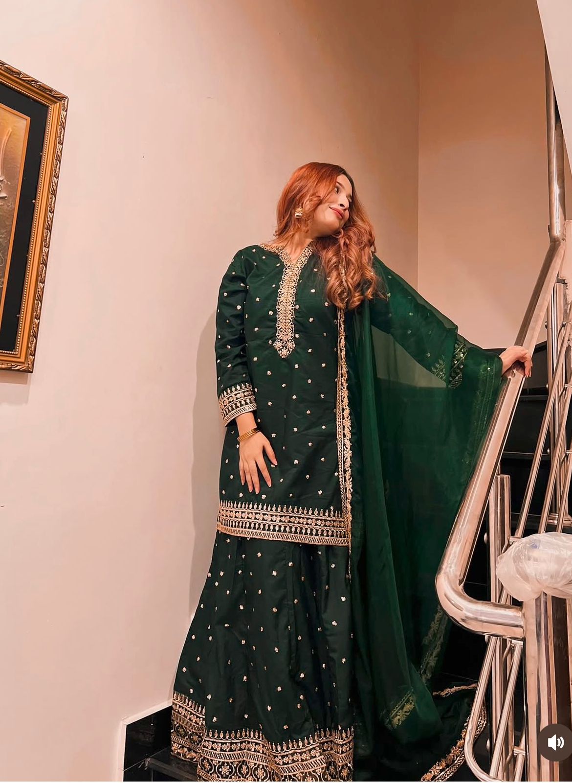 Gorgeous Green Color Sequence Work Top With Lehenga