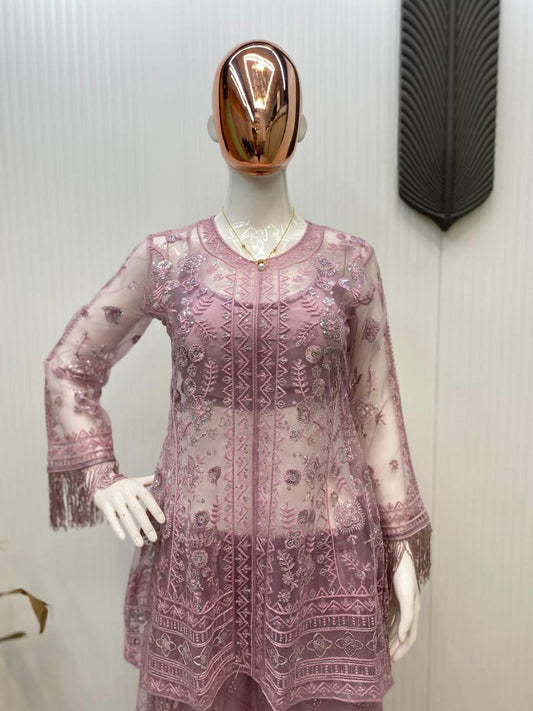 Ethnic Wear Lavender Color Top With Palazzo