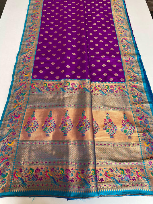 Occasion Wear Meenakari Butti Purple Color Paithani Silk Saree