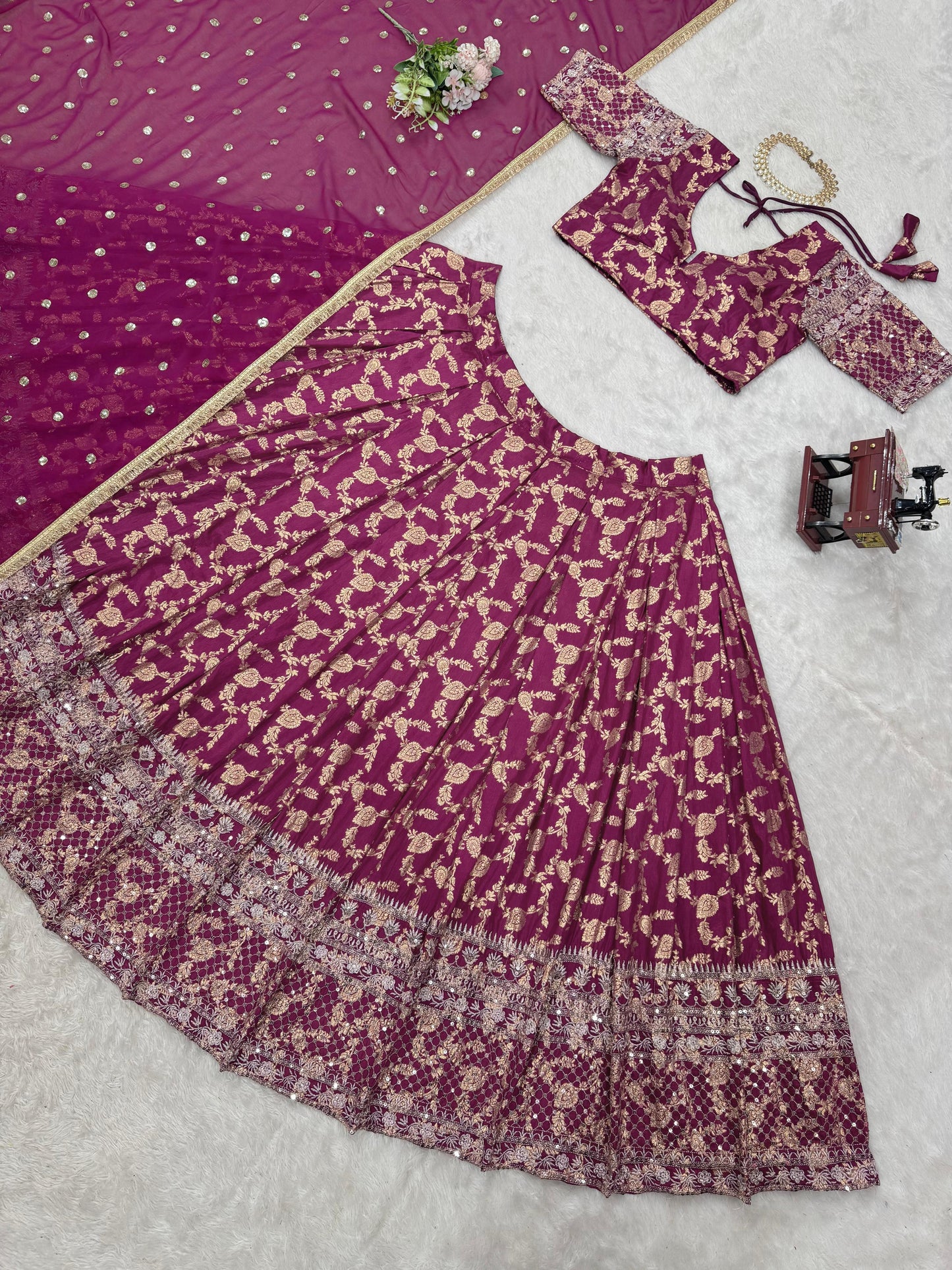 Occasion Wear Jacquard Work Pink Color Lehenga Choli