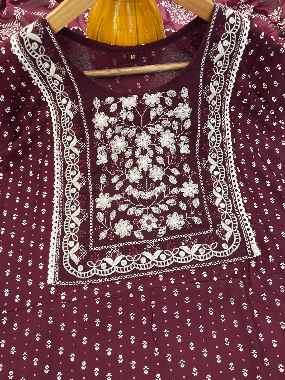 Charming Reyon With Foil Print Wine Color Anarkali Suit