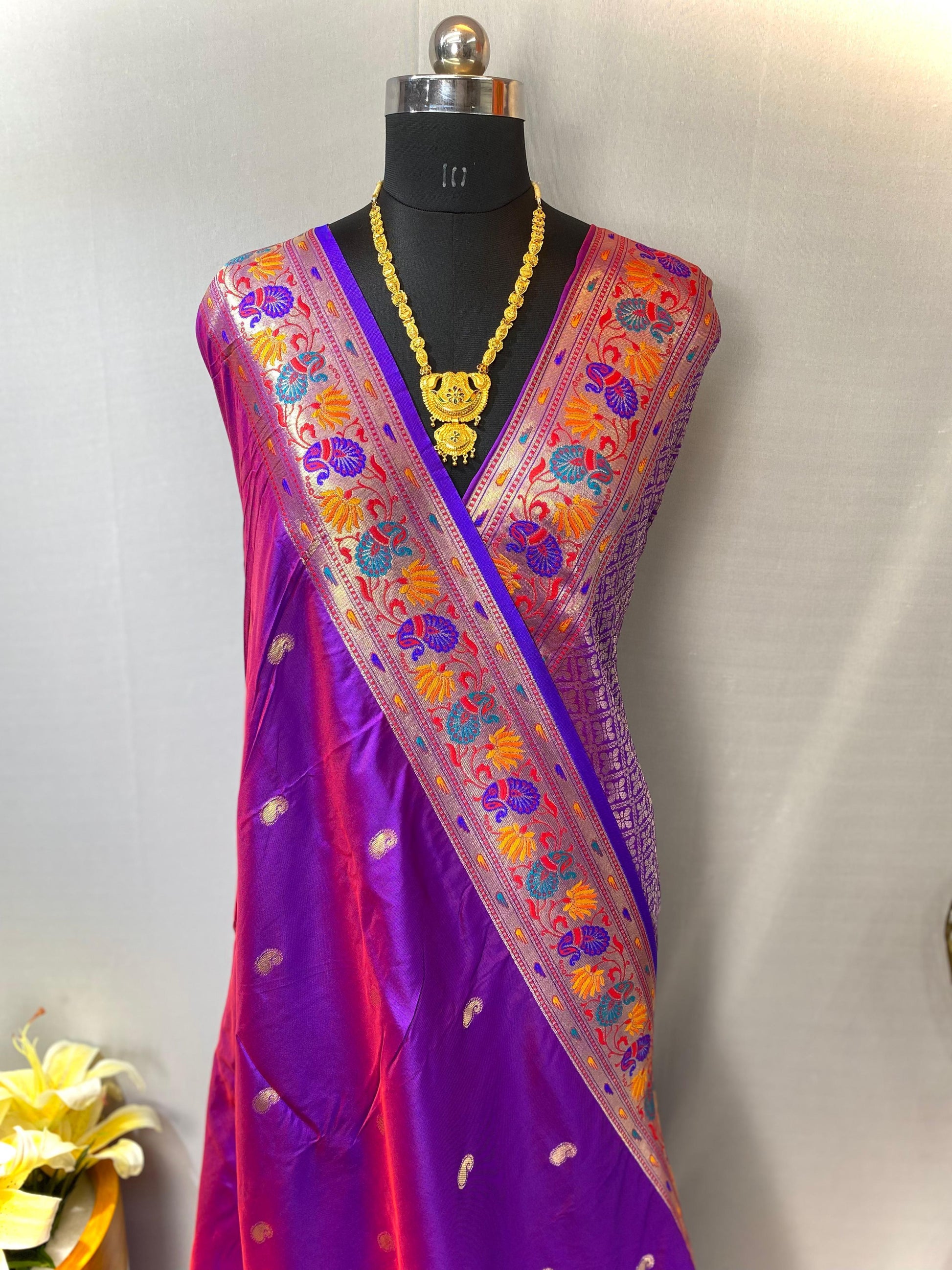 Marvelous Paithani Silk Purple Color Saree
