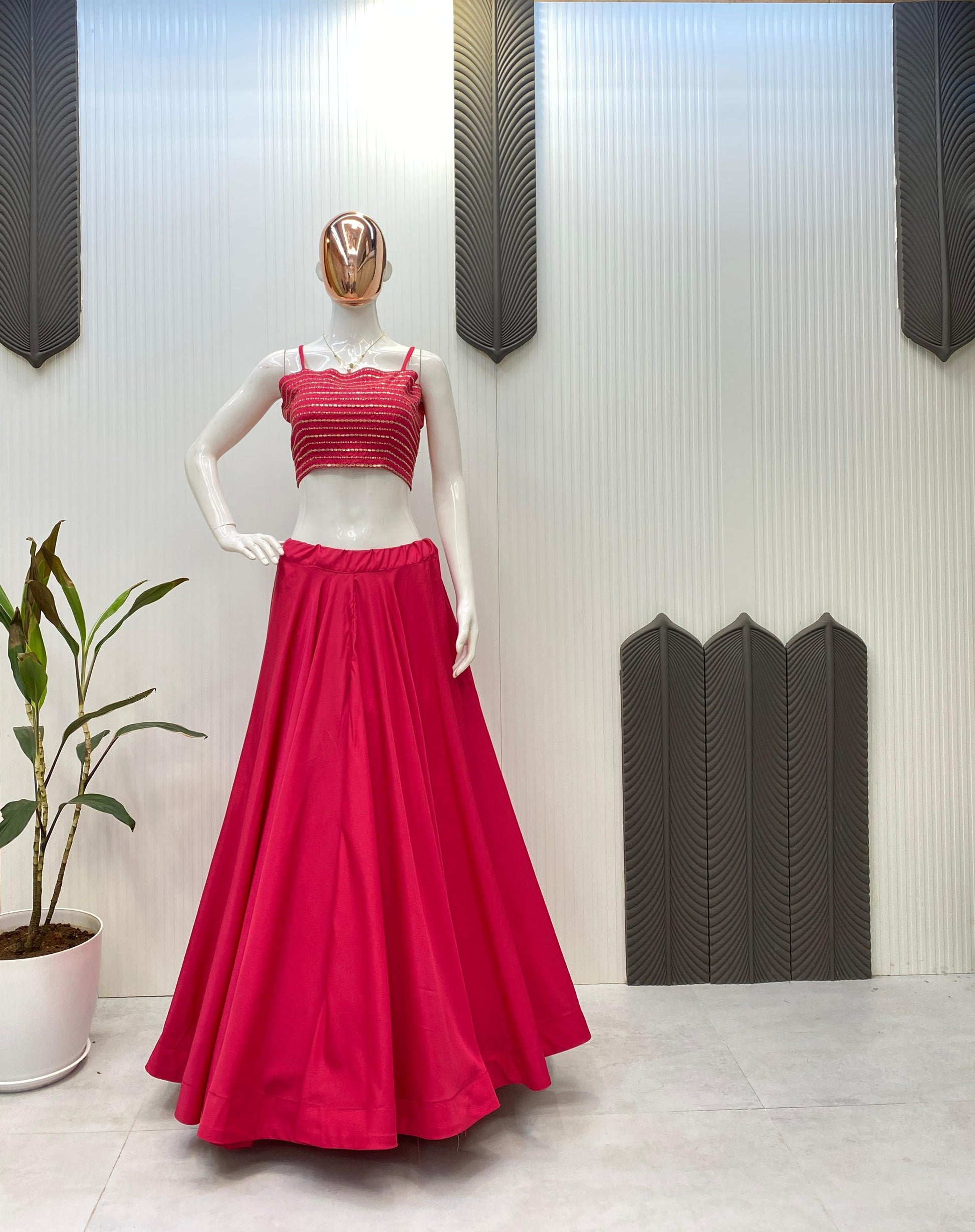 Wonderful Sequence Embroidery Work Red Color Lehenga Choli With Shrug