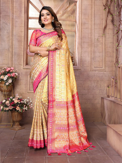 Adorable Banarasi Tissue Silk Mustard Color Saree