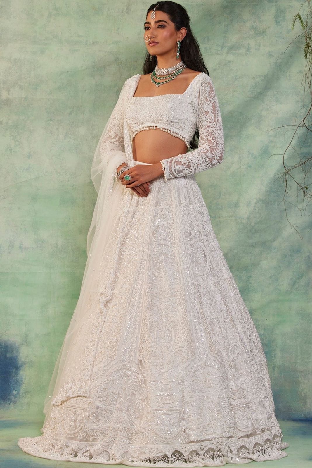 Adorable Butterfly Net White Color Lehenga Choli