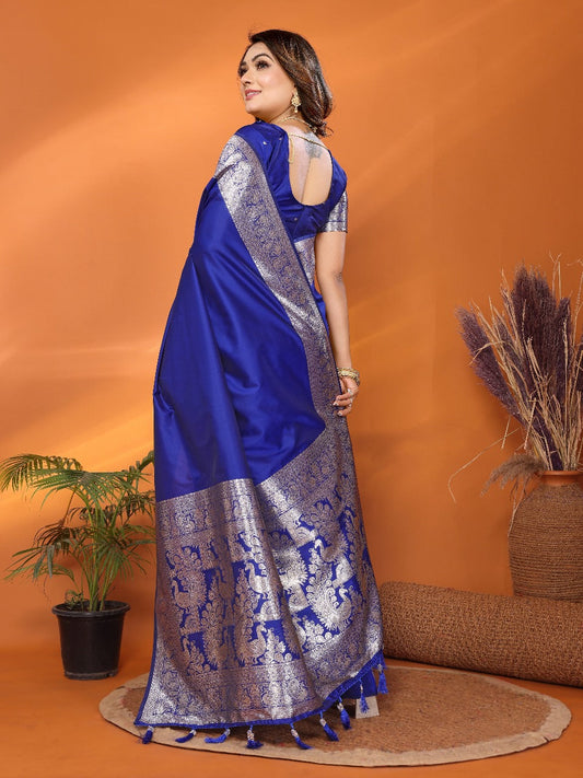 Stunning Banarasi Silk Blue Color Saree