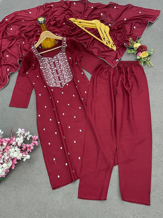 Wonderful Heavy Reyon Red Color Salwar Suit