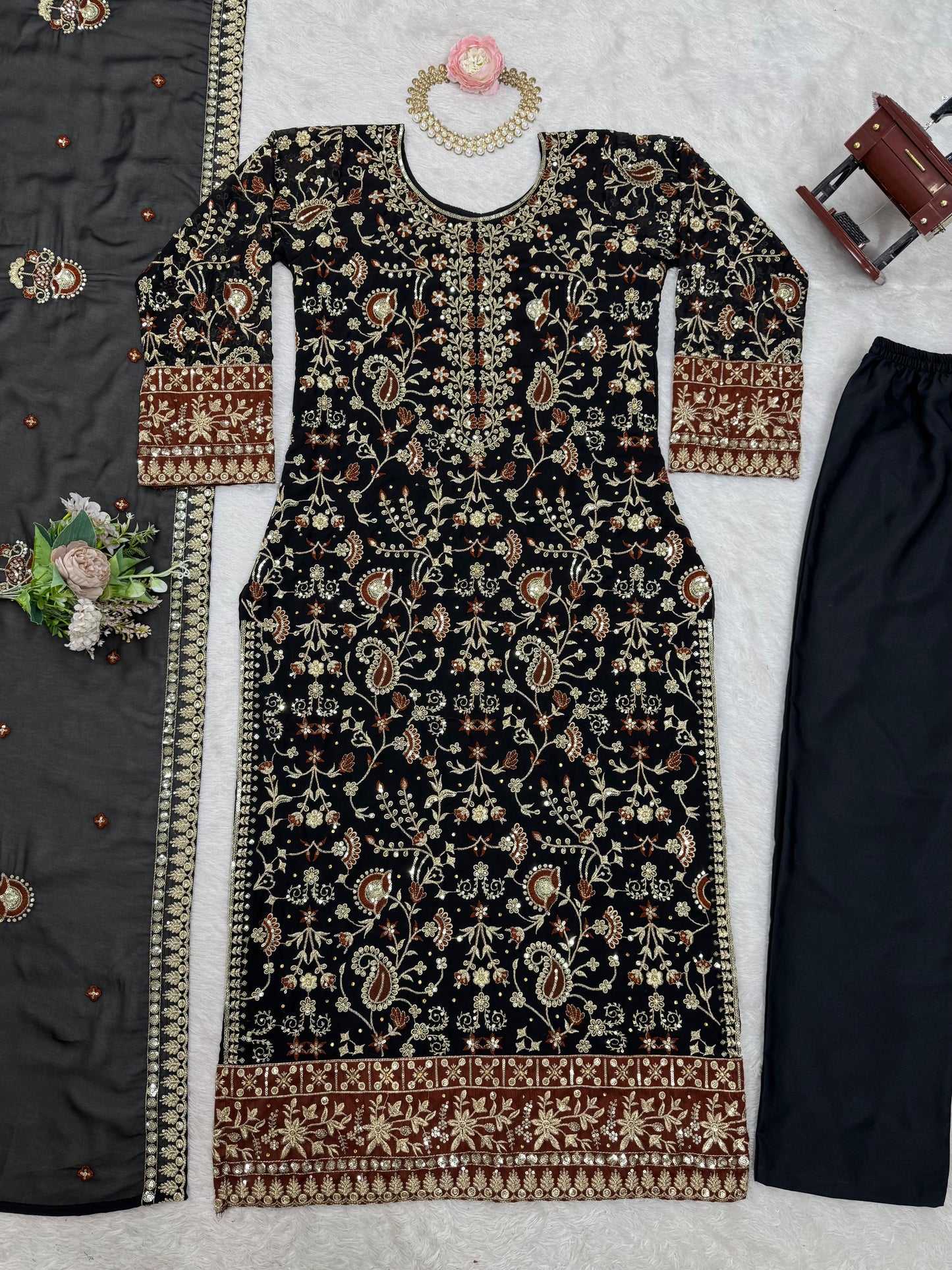 Classic Gorgette Black Color Salwar Suit