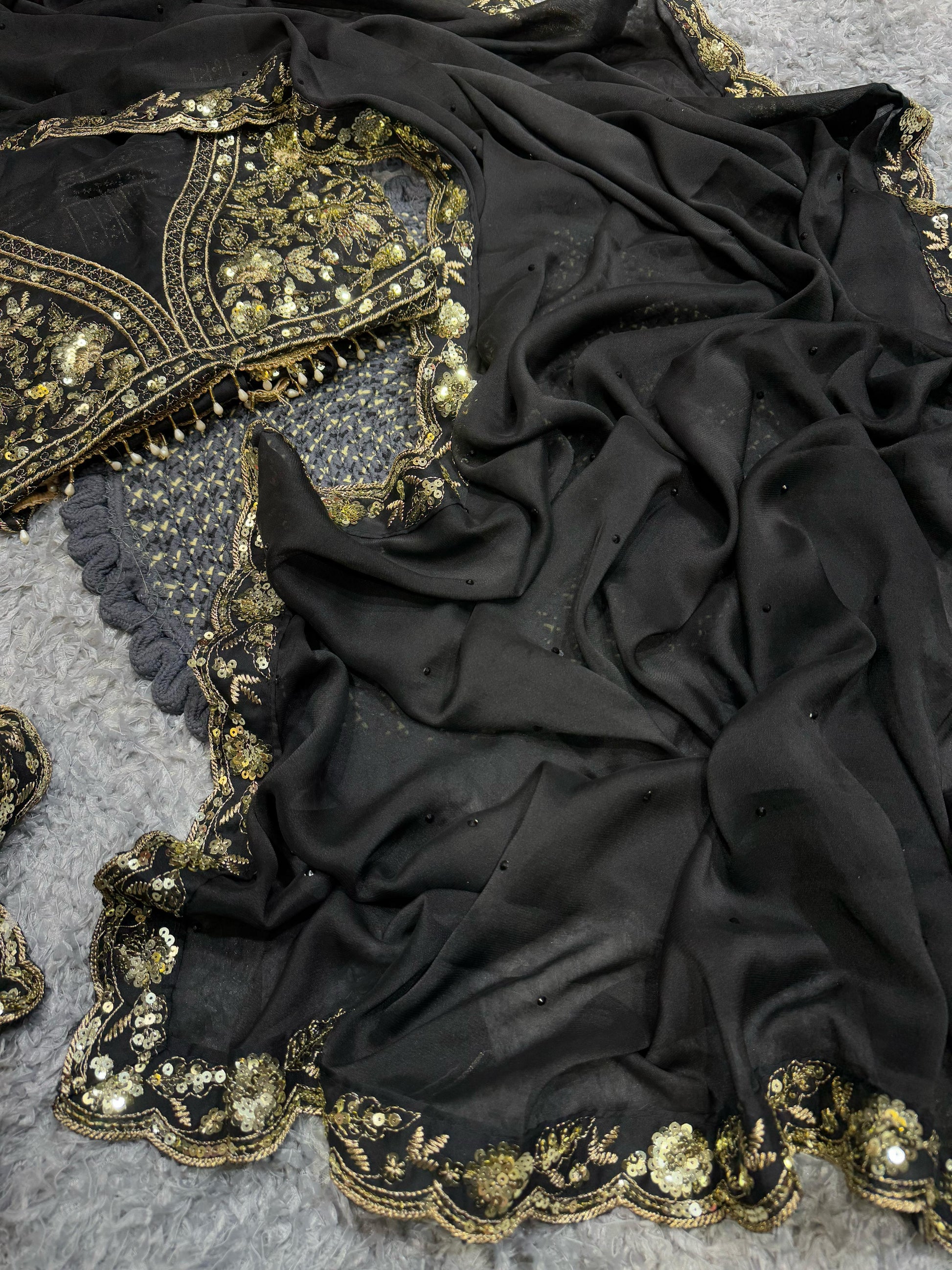 Wonderful Soft Rangoli silk Black Color Saree