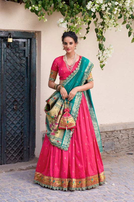 Traditional Wear Paithani Silk Pink Color Lehenga Choli