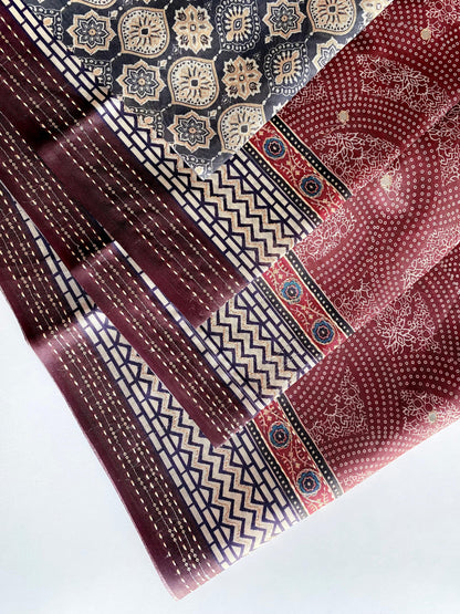 Elegant Bandhani Prints Brown Color Saree
