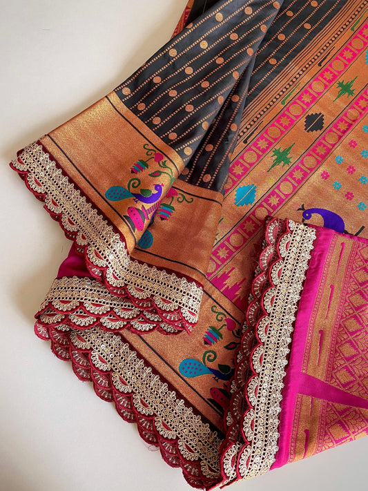 Ravishing Black Color Paithani Silk Saree