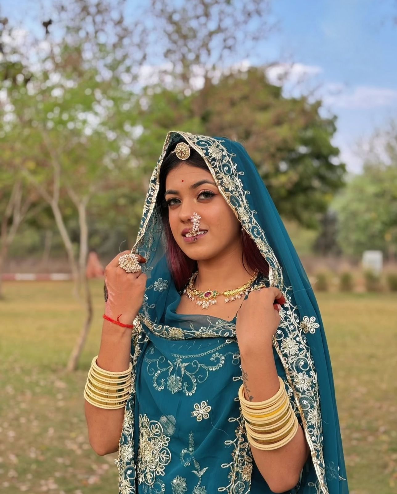 Blue Color Heavy Work Rajputi Poshak