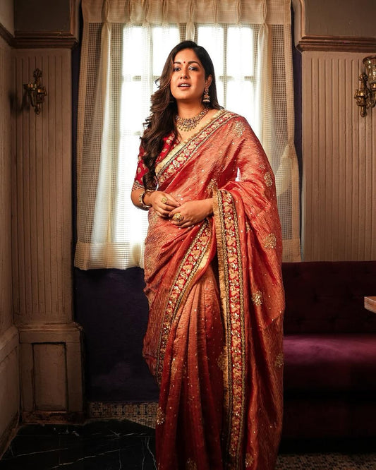 Function Wear Banarasi Crush Pink Color Saree