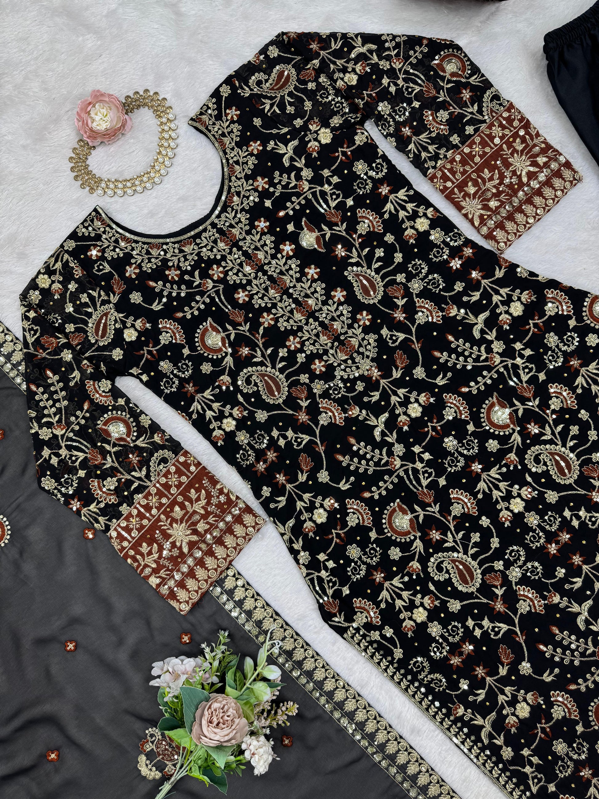 Classic Gorgette Black Color Salwar Suit