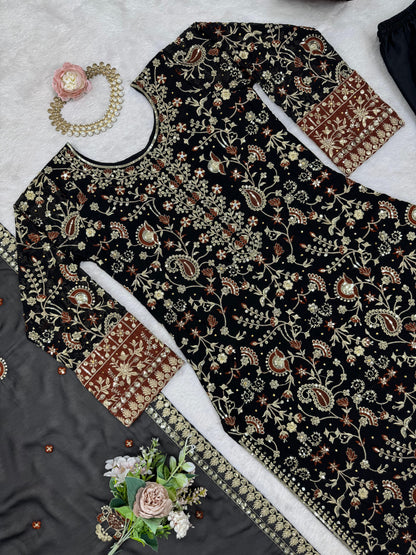 Classic Gorgette Black Color Salwar Suit