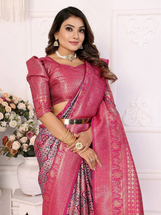 Glimmering Jari Silk  Purple Color Saree