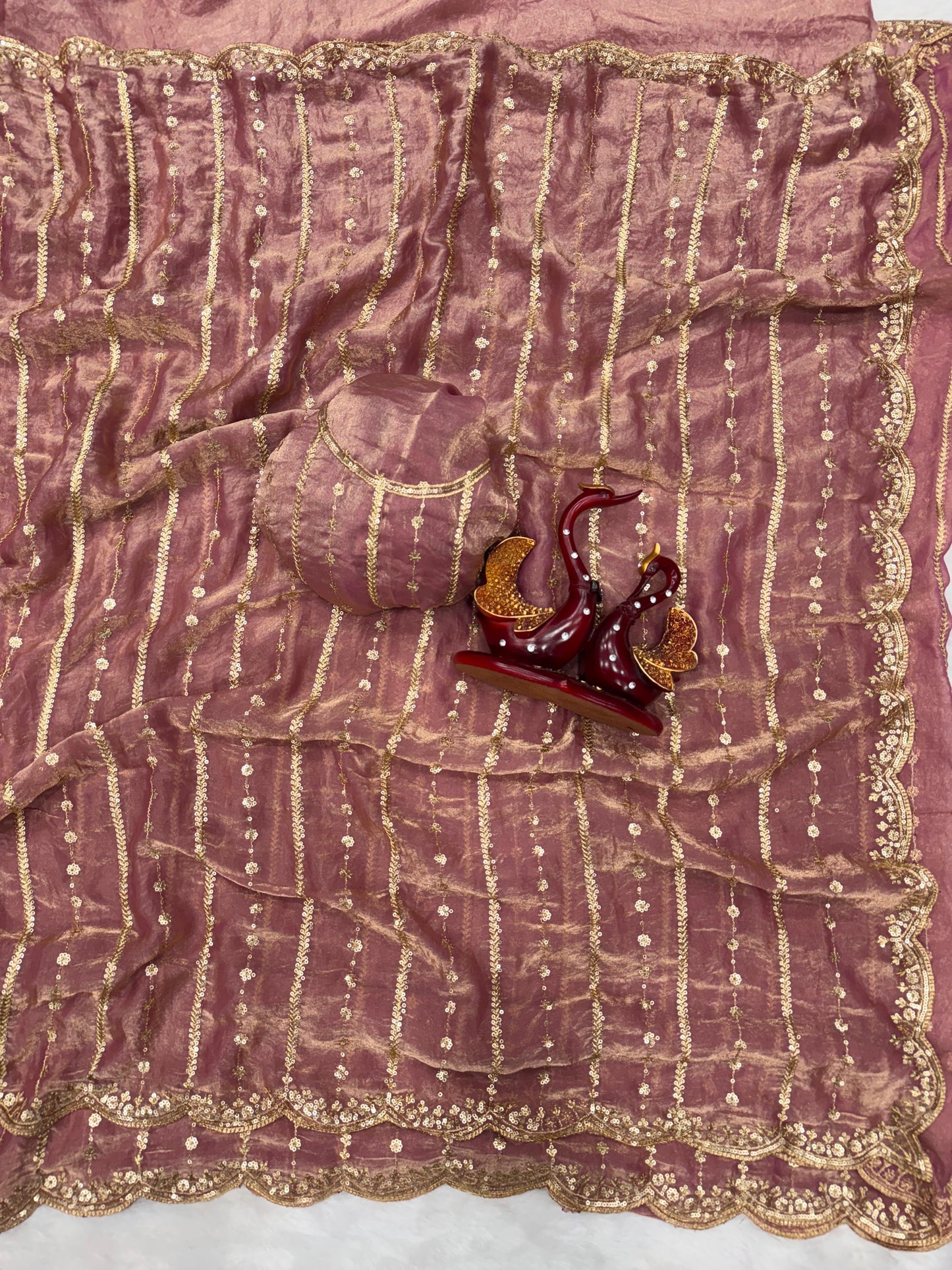 Gorgeous Red Color Sequence Silk Saree
