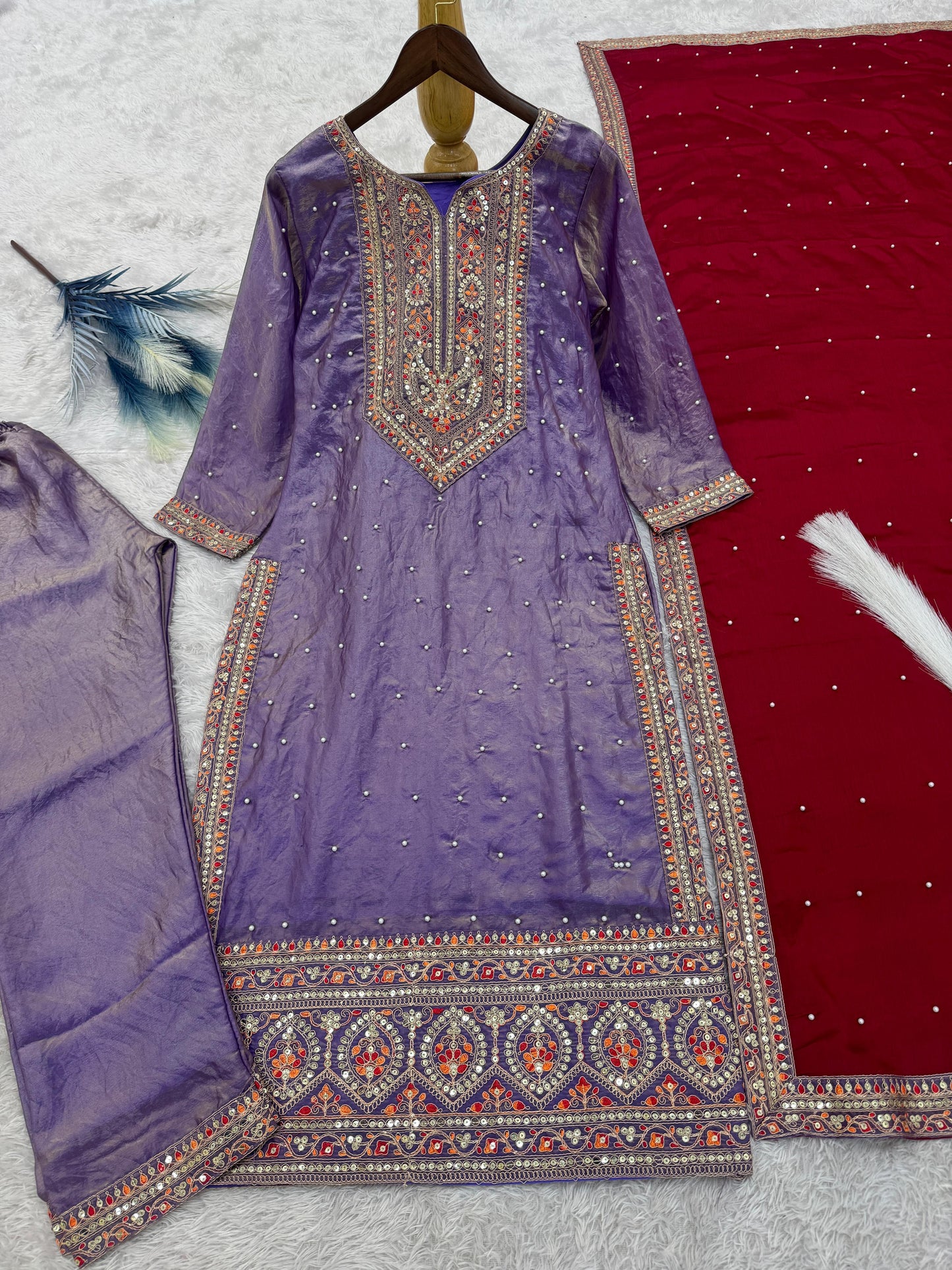 Graceful Frendy Silk Lavender Color Salwar Suit
